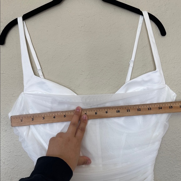 HOUSE‎ OF CB Lini White Mesh Maxi Dress white ruched size S D-DD Plus cup NWOT - Picture 7 of 13